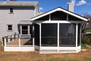 Screen Porch & Deck in Wolf Amberwood and Trex Transcends Railing - Herndon, VA