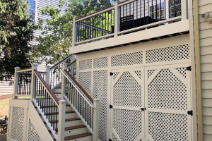 Deck with stairs and lattice skirt with gate - Broadlands, VA