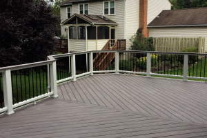 Deck in Wolf Black Walnut decking and Trex Transcends railing - Fairfax, VA