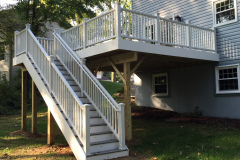 Decking in Trex Transcends Island Mist and Trex Transcends railing