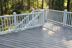 Decking in Trex Transcends Island Mist and Trex Transcends railing