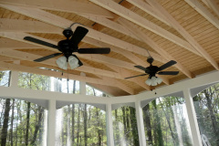 Screen porch and deck in Wolf Amberwood decking. Trex Transcends railing - Annandale, VA