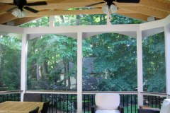 Screen porch and deck in Wolf Amberwood decking. Trex Transcends railing - Annandale, VA