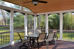 Screen porch in Wolf Rosewood decking. Trex Transcends railing - Alexandria, VA